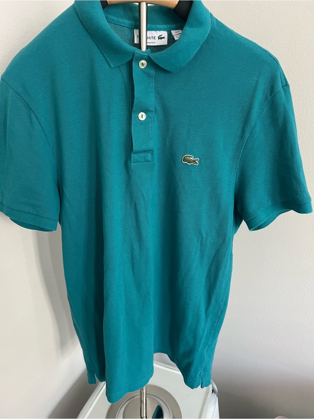Lacoste Men's Teal Green Polo Shirt - Short Sleeve Cotton